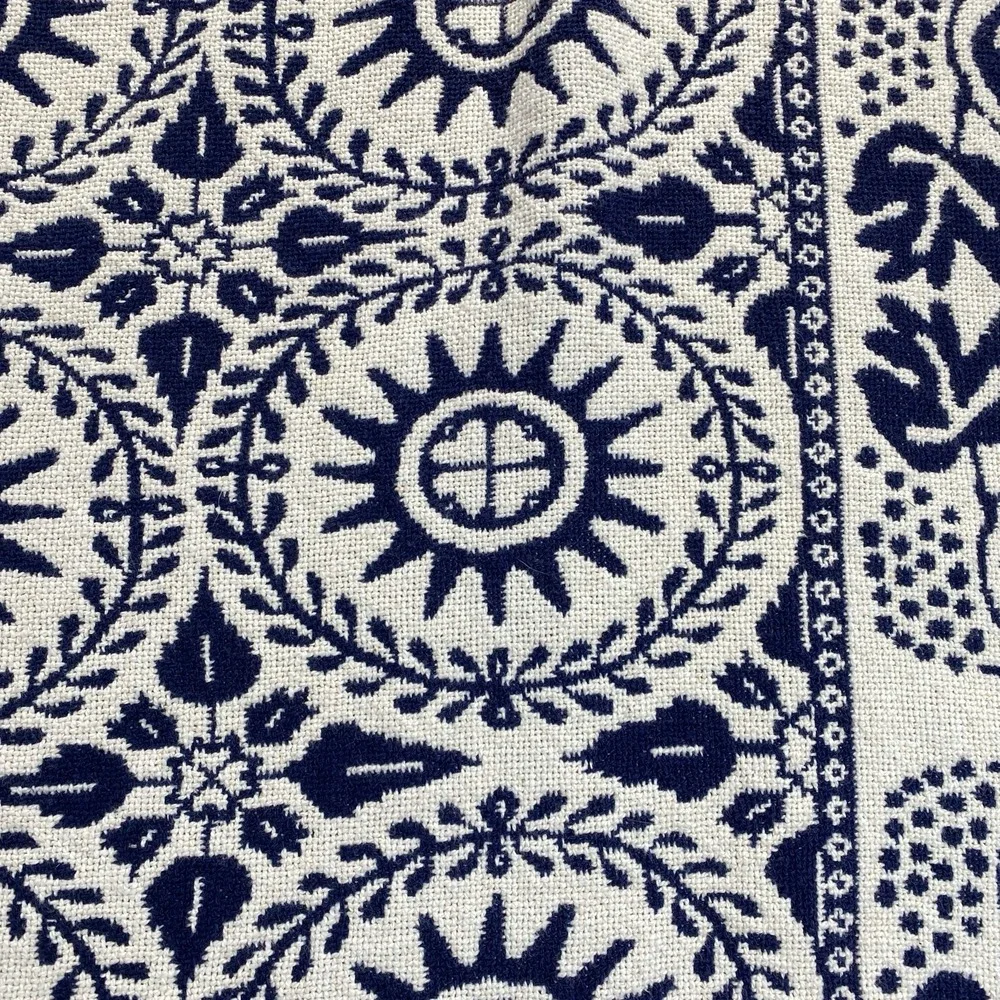 Repro John Klinhinz Ohio 1848 Reversible Cotton Throw Dark Navy/Cream 48